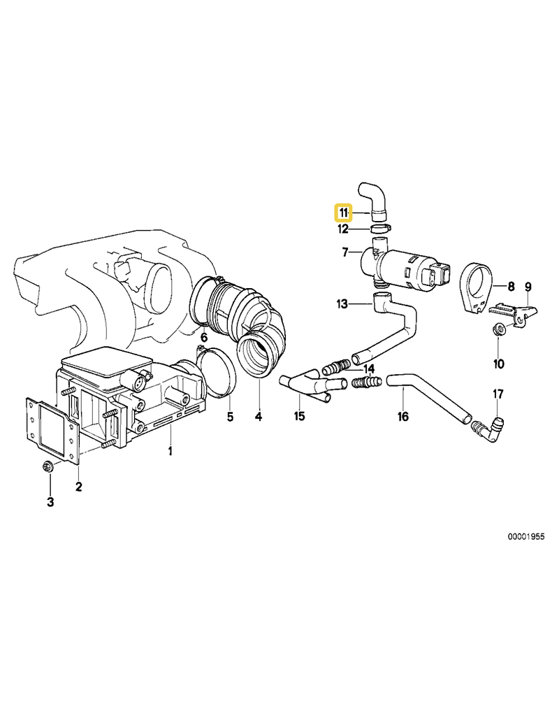 Air hose for BMW E-30 318