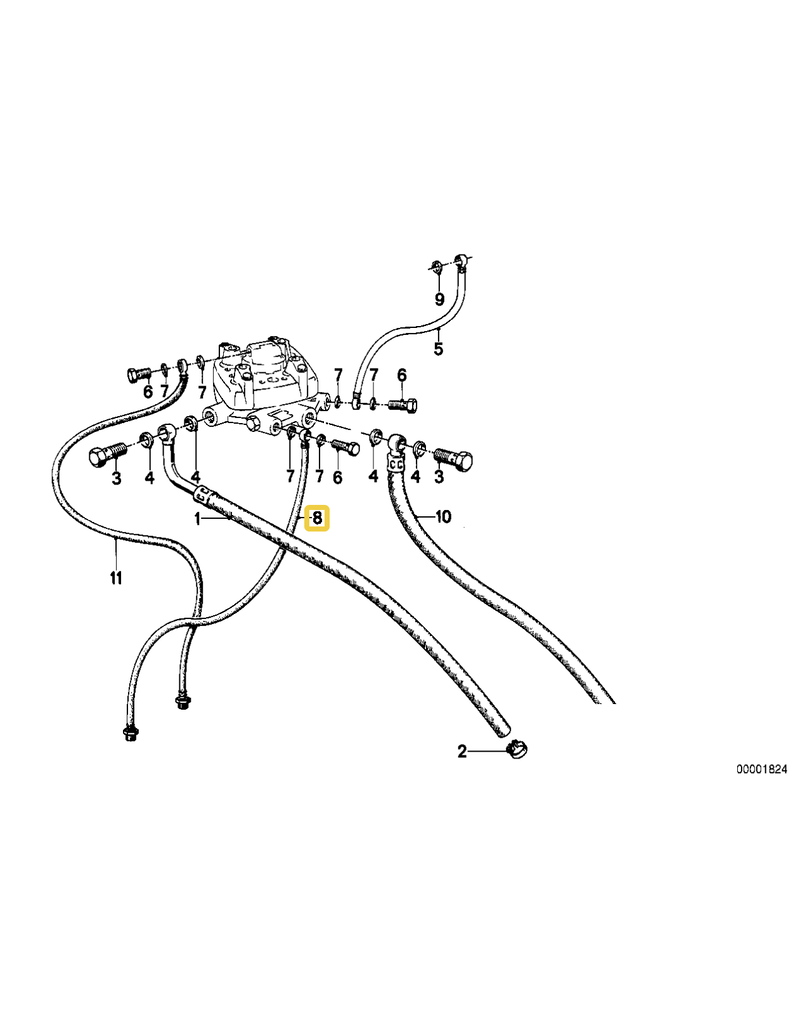 BMW Fuel return line for BMW E-12 E-21 E-28 E-30