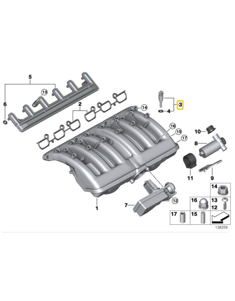 BMW Intake air temperature sensor for BMW E-31 E-36 E-38 E-39 E-46