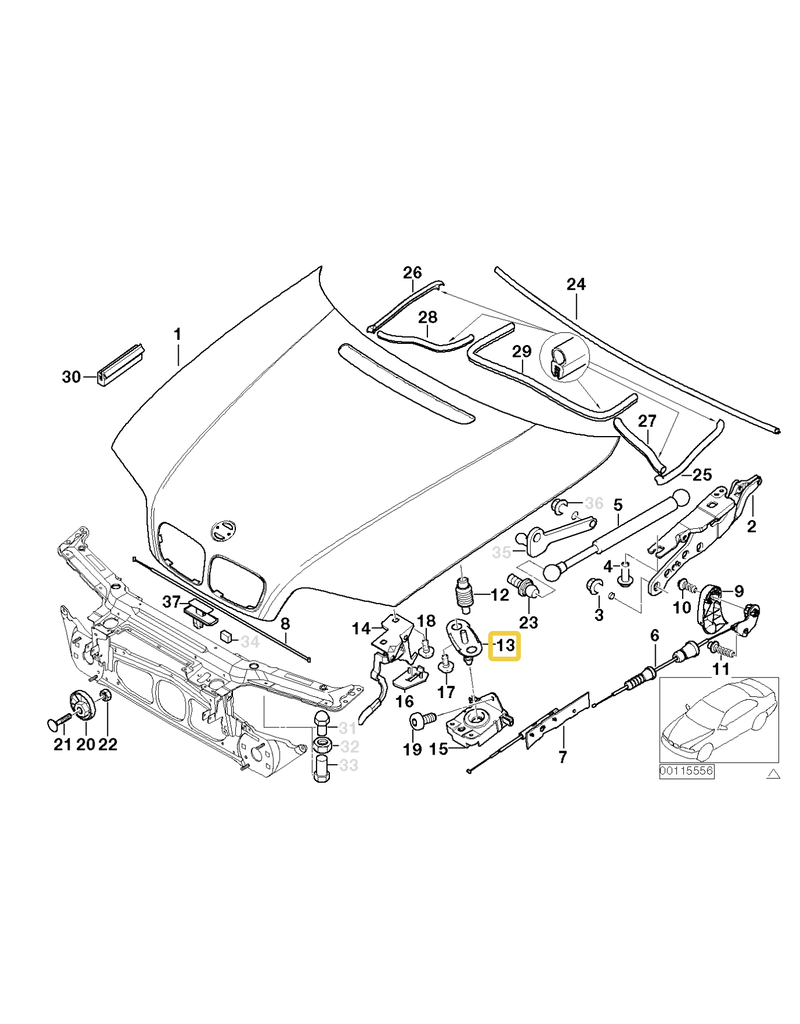 BMW Hood catch latch for BMW E-46 E-52 E-53