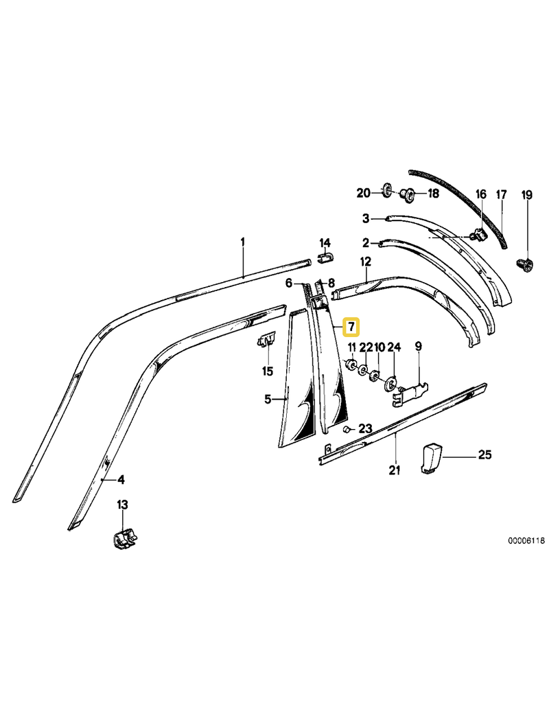 BMW Rear left door trim b pillar for BMW E-30
