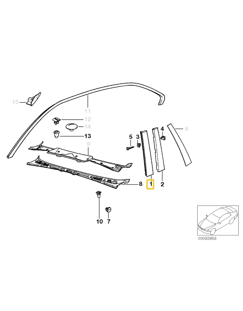 BMW Front left door trim cover for BMW E-36