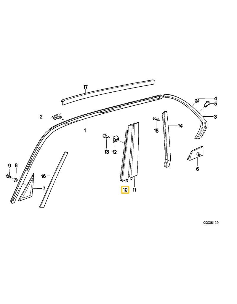 BMW Molding window frame front left for BMW E-32