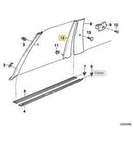 BMW Trim panel window frame right for BMW E-30