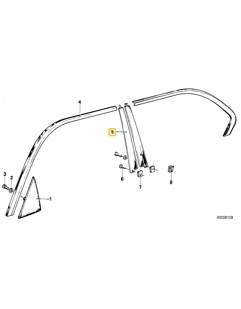 BMW Molding black window frame left for BMW E-23