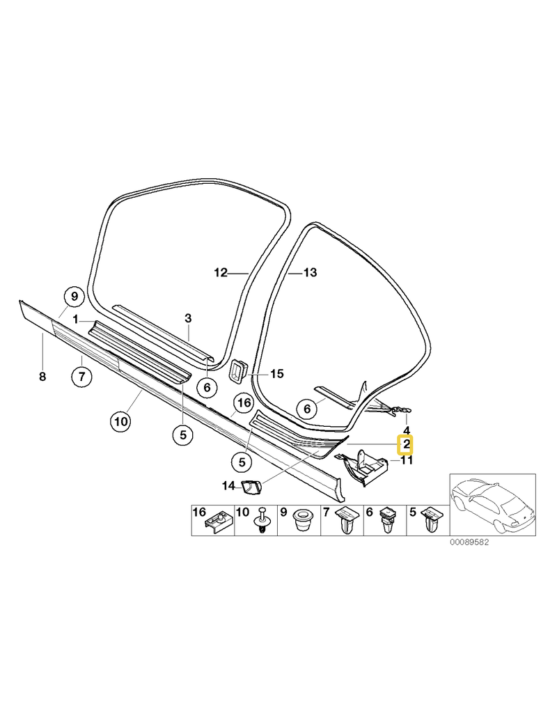 BMW Rear right entrance cover black for BMW E-46