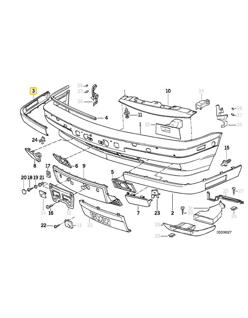BMW Front bumper right trim for BMW E-34