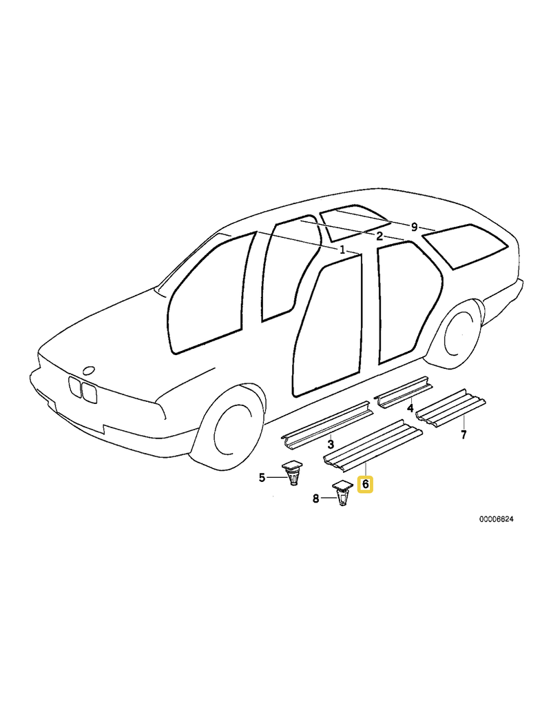 BMW Sill strip front for BMW E-34