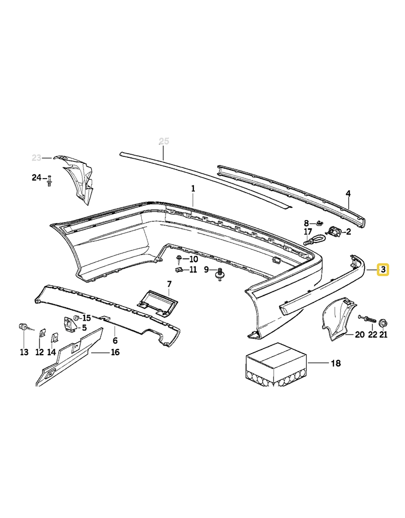 BMW Rear bumper strip left for BMW E-36