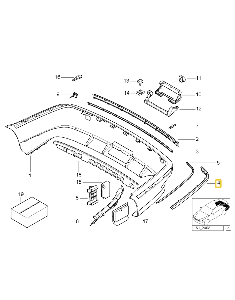 BMW Molding left rear rocker arm for BMW E-39