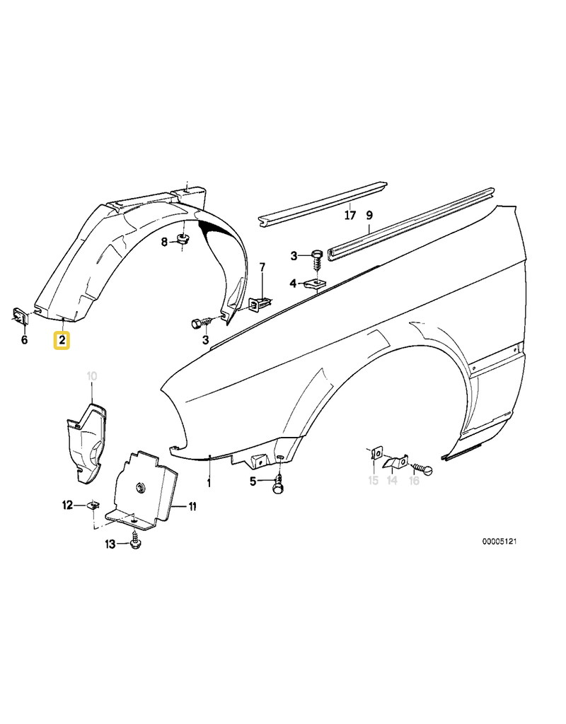 BMW Covering wheel housing right for BMW M3 E-30
