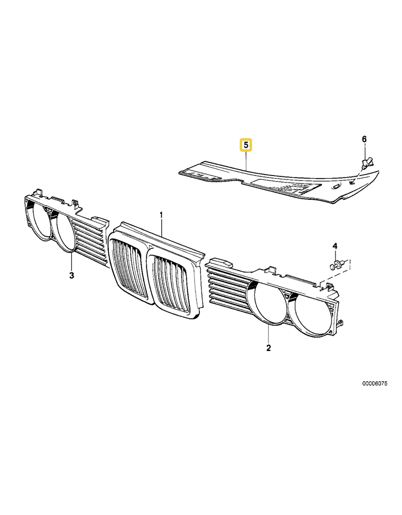 BMW Windshield wiper grill left for BMW E-32