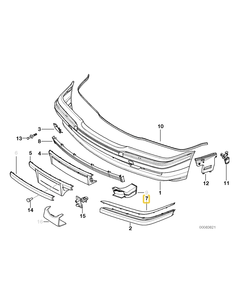 BMW Front bumper cover left chrome for BMW E-38