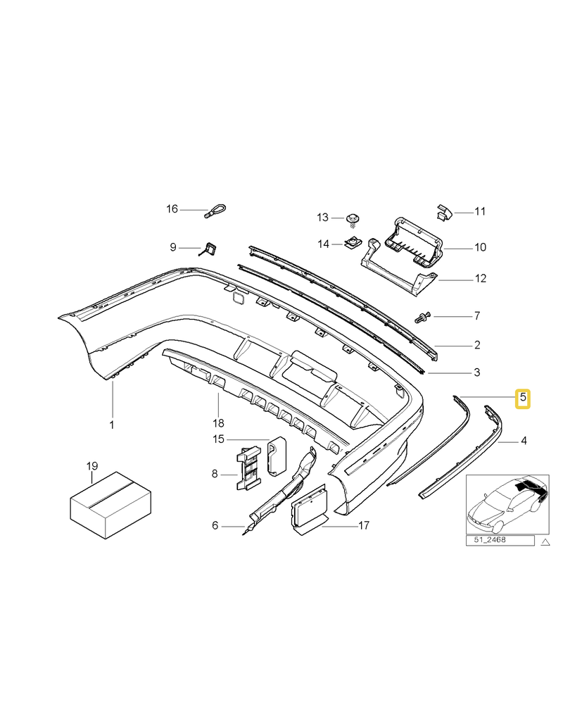 BMW Rear bumper covering chrome left for BMW E-39