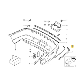 BMW Rear bumper covering chrome right for BMW E-39