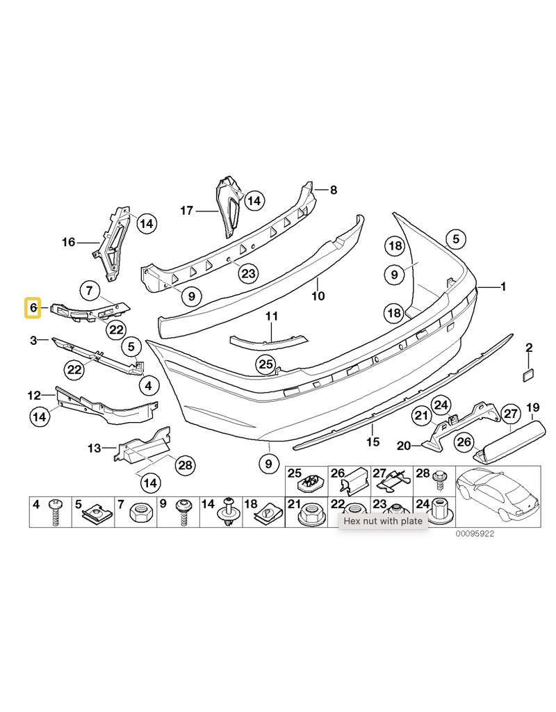 BMW Rear bumper mount right for BMW E-65 E-66 E-67