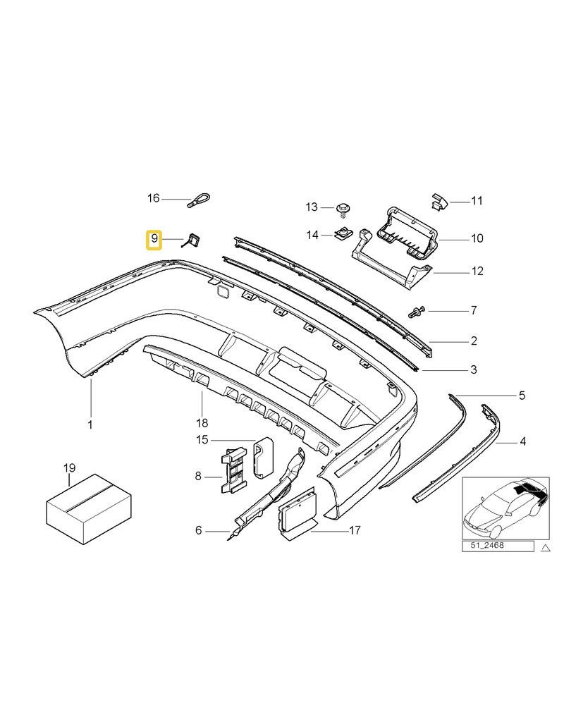 BMW Rear bumper flap towing eye for BMW E-39