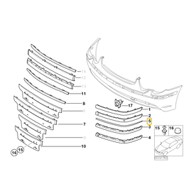 BMW Front bumper finisher protective molding right for BMW E-65