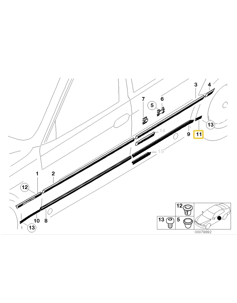 BMW Cover strip left for BMW E-38