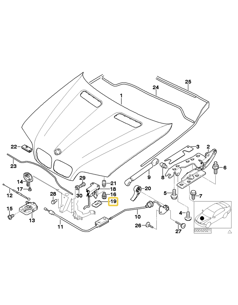 BMW Hood catch end support for BMW X5 E-53