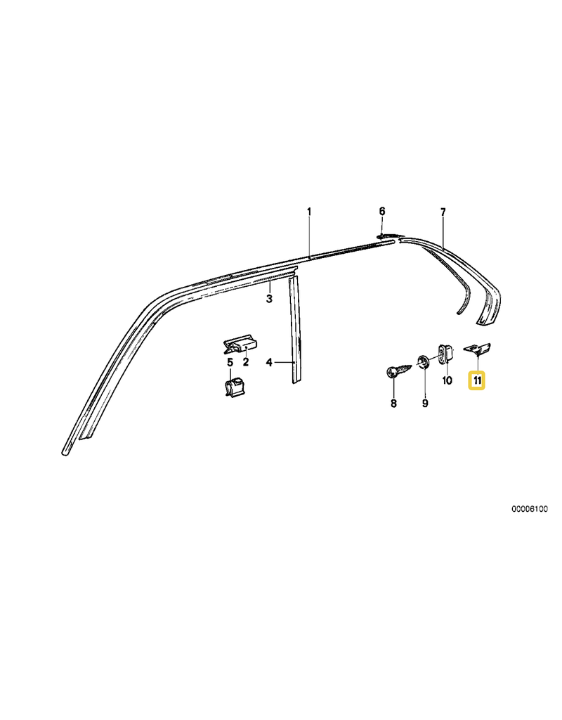 BMW Window molding joint right trim for BMW E-21