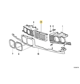 BMW Center grill for BMW E-34 with narrow grill