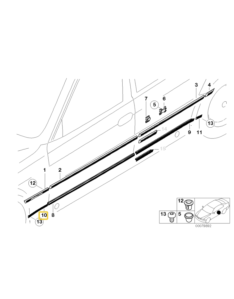 BMW Front cover strip left for BMW E-38