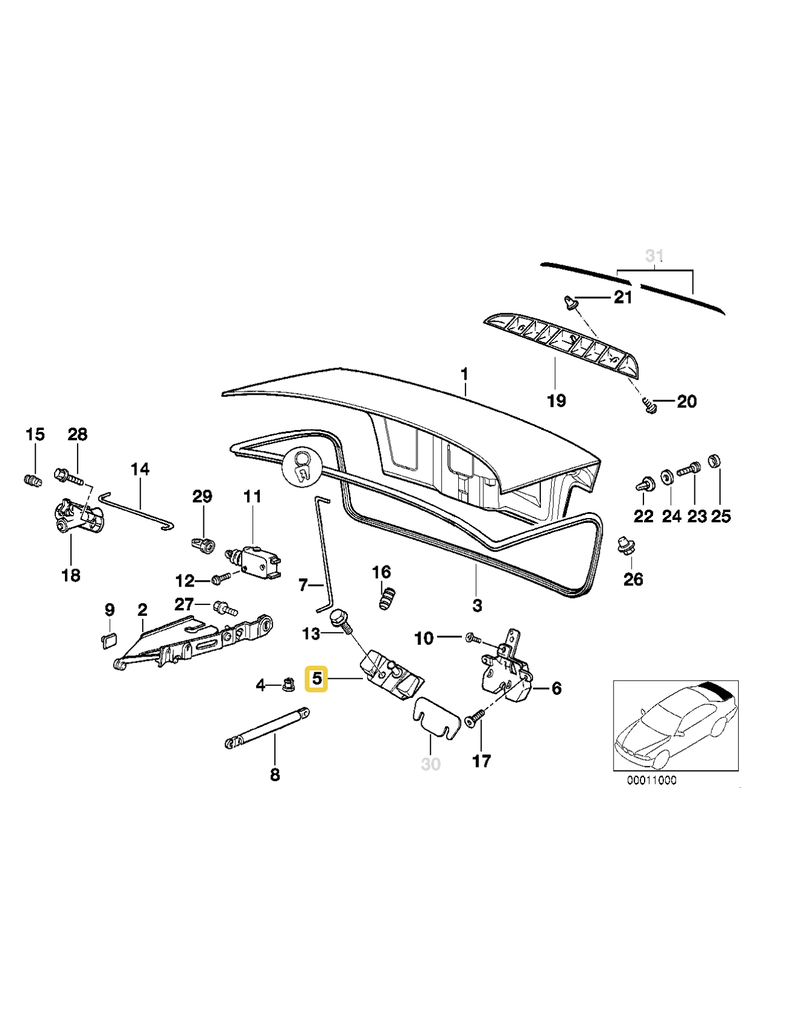 BMW Trunk catch bracket for BMW E-36