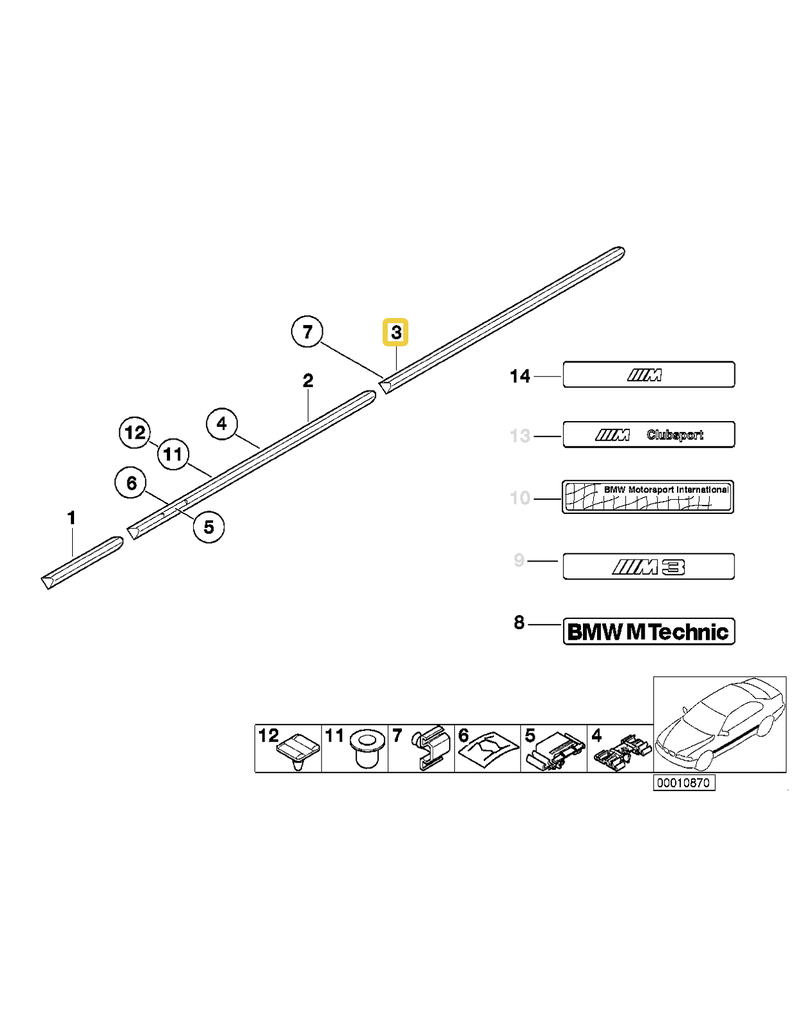 BMW Fender molding M TECHNIC rear right for BMW E-36 coupe and convertible