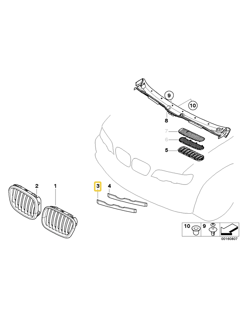 BMW Grill cover primed right for BMW X5 E-53