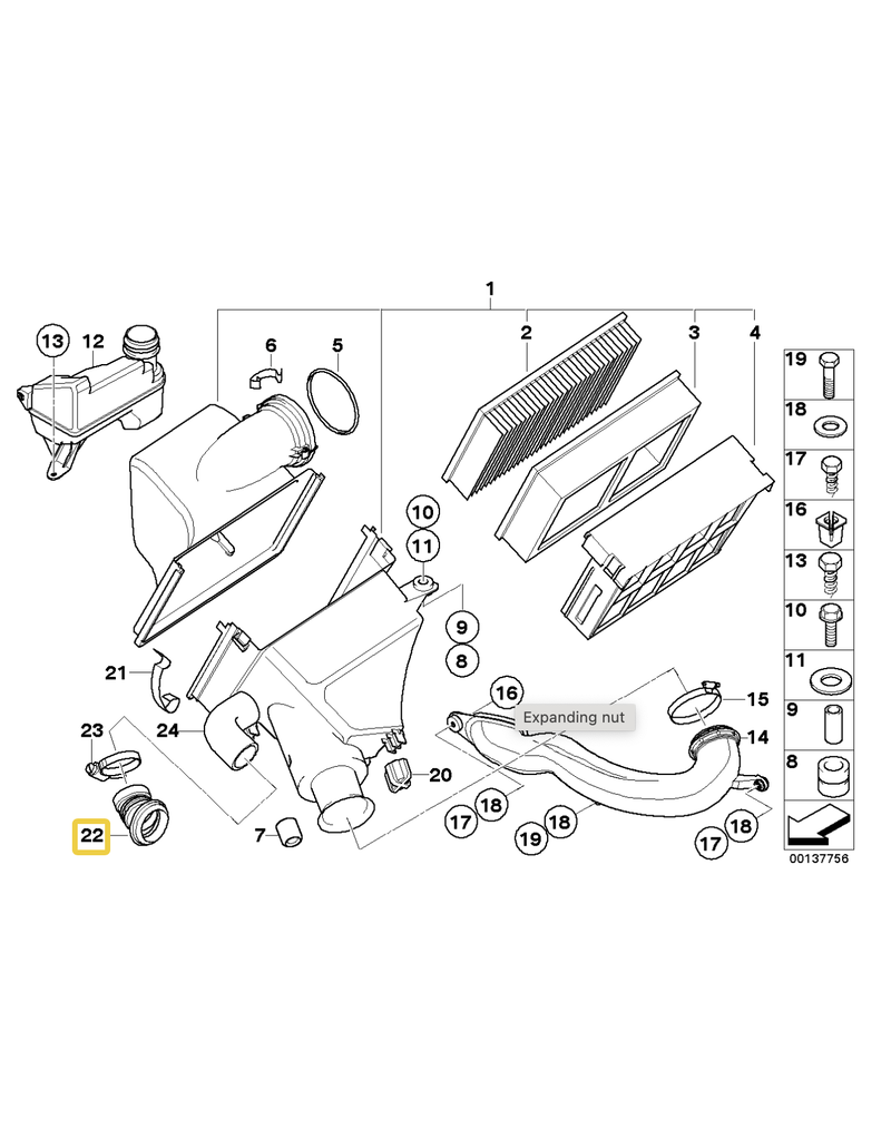 BMW Air hose for BMW E-39 520 523 525 528 530