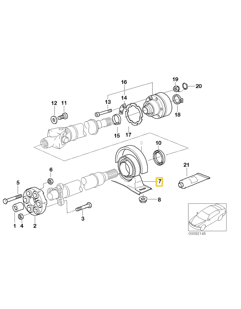 BMW Drive shaft center mount for BMW E-39 E-52
