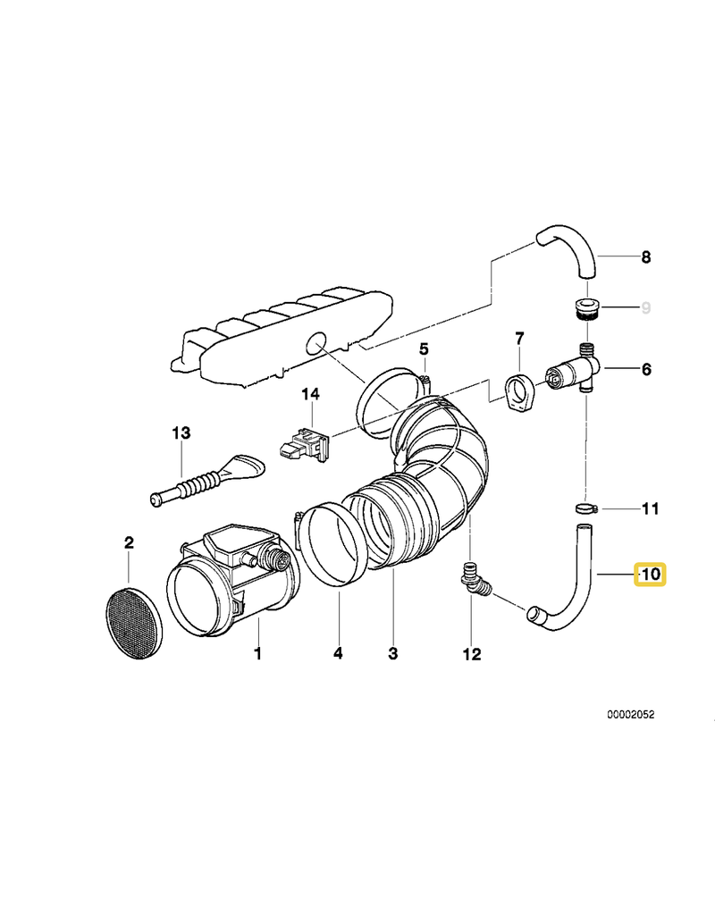 Air flow hose for BMW E-34