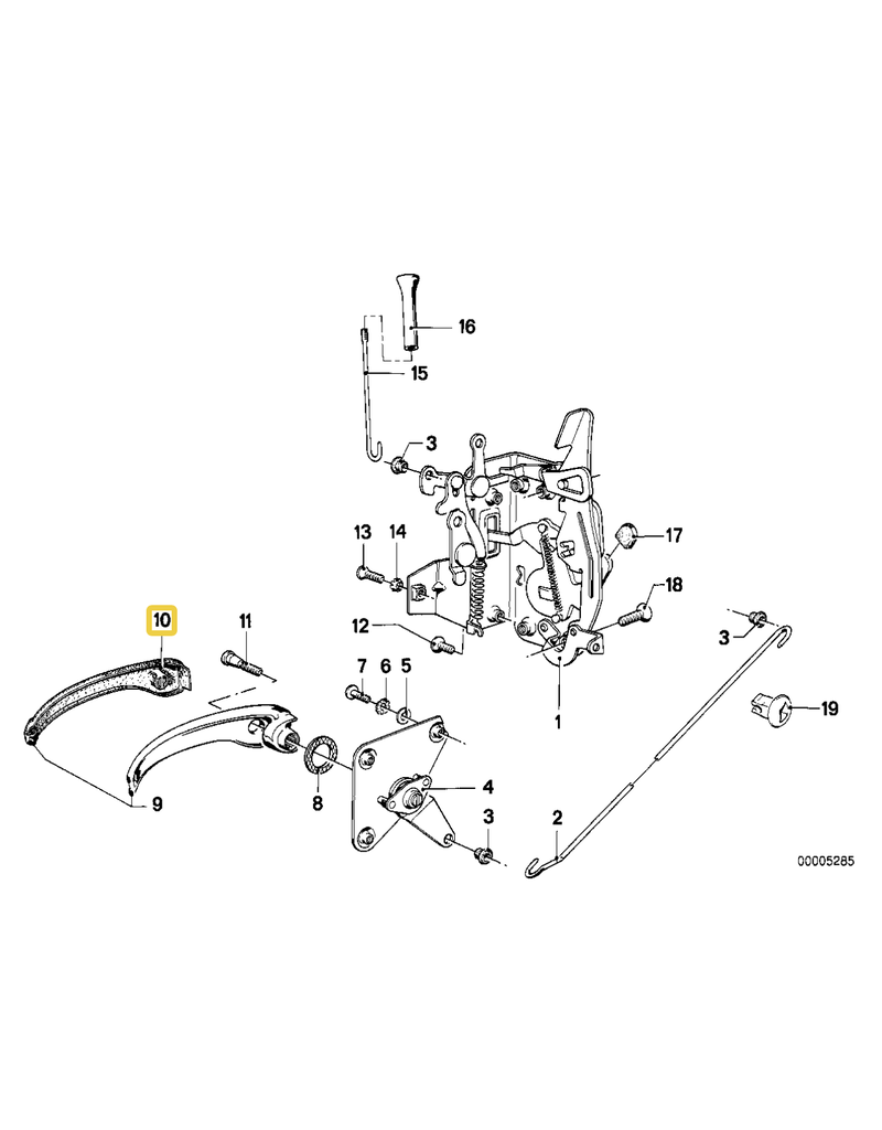 BMW Front left door handle cover for BMW 1500 E-12 E-24 2500