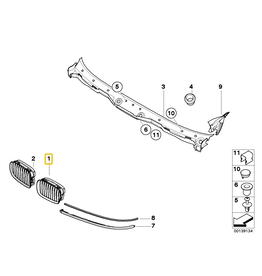 BMW Grill chrome left for BMW E-39