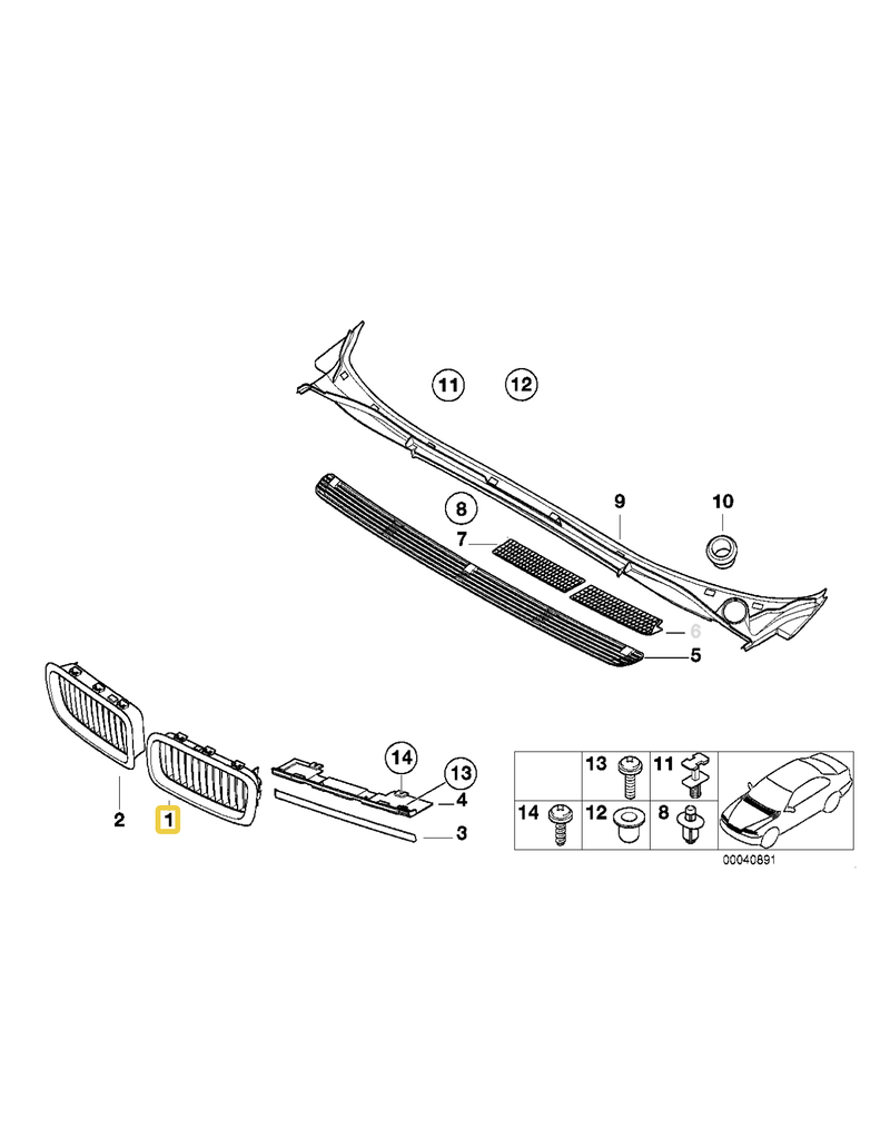 BMW Left grill for BMW E-38