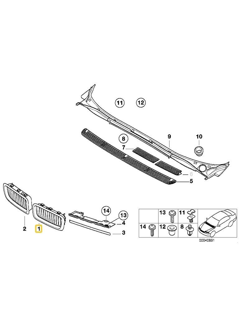BMW Left grill chrome for BMW E-38