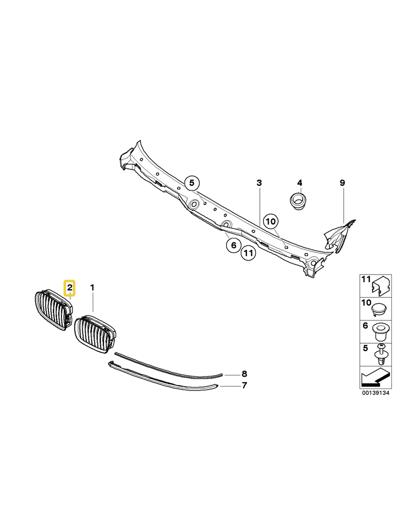 BMW Right grill for BMW E-39