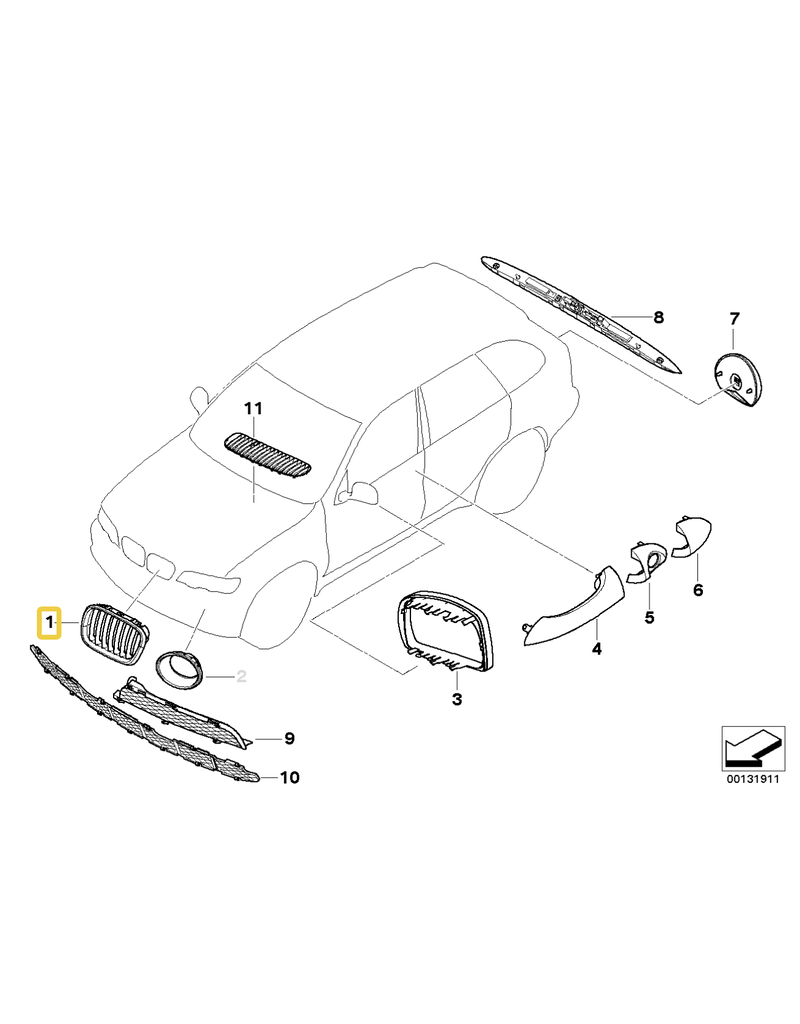 BMW Right grill for BMW X5 E-53