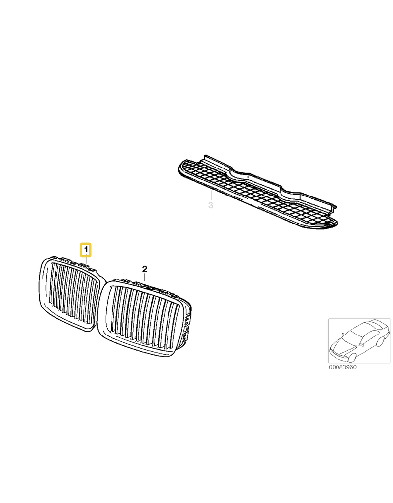 Right grill for BMW E36 A R T Performance