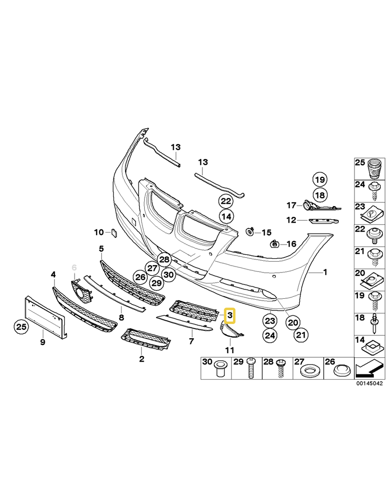 BMW Front bumper left grill for BMW E-90