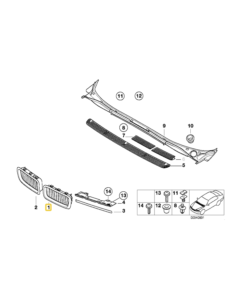 BMW Left grill for BMW E-38