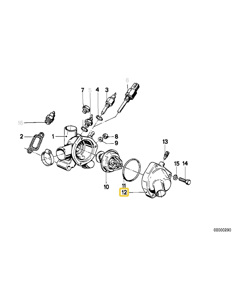 BMW Thermostatting housing for BMW E-12 E-21 E-28 E-30 E-34