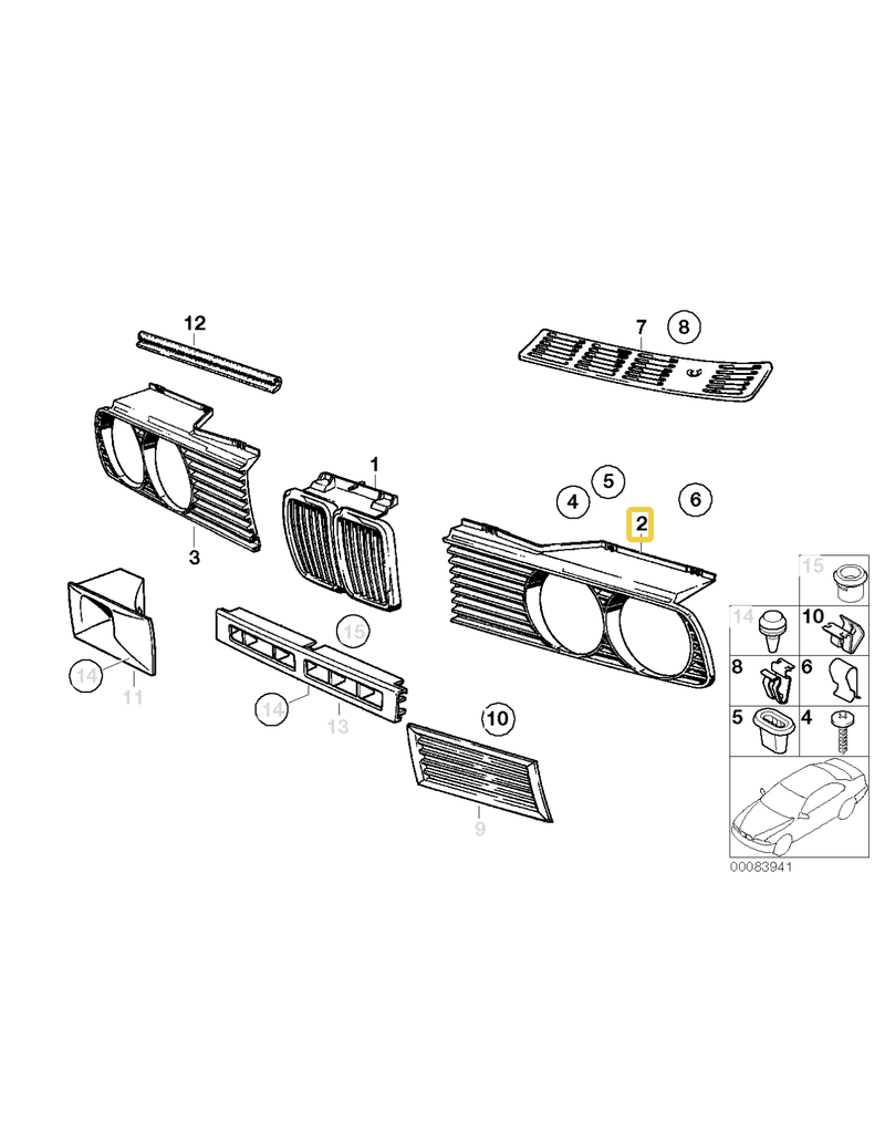 BMW Left grill for BMW E-30