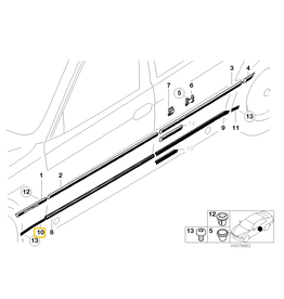BMW Front fender cover strip right for BMW E-38