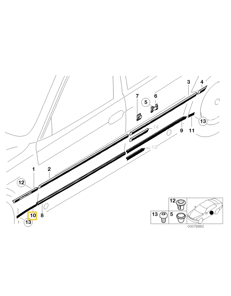 BMW Front fender cover strip right for BMW E-38