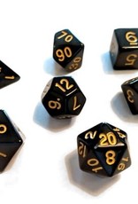 Sirius Dice Solid Black, Gold Ink 7-dice set