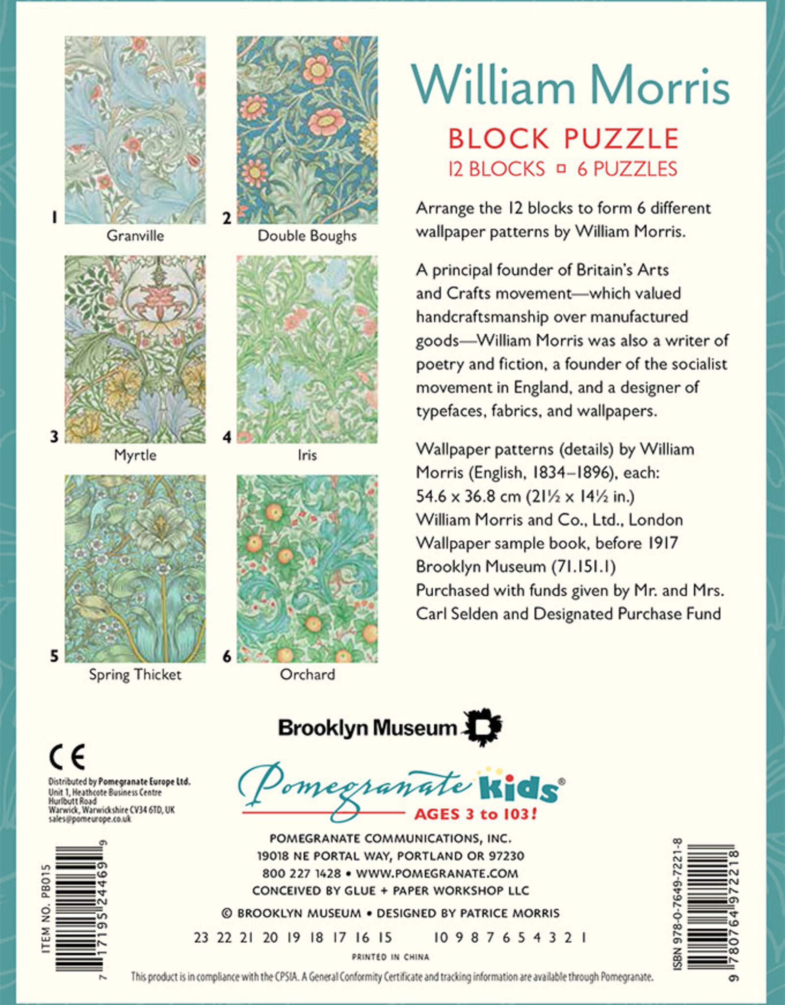 Pomegranate William Morris Block Puzzle