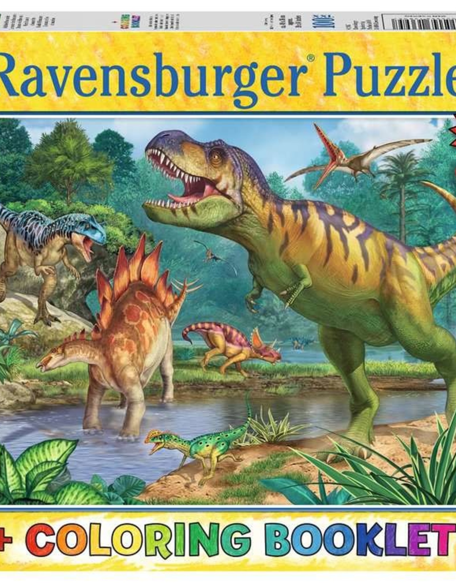 Ravensburger Puzzle 100 pc + Coloring Book: World of Dinosours