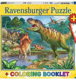 Ravensburger Puzzle 100 pc + Coloring Book: World of Dinosours